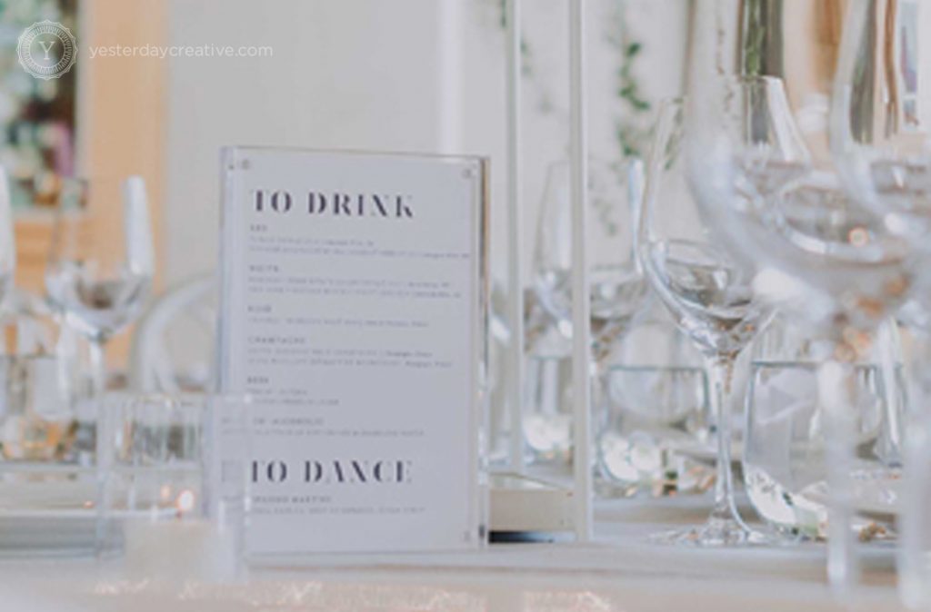 Yesterday Creative Reception Stationery Bar Drink Menu Signage Modern GOMA