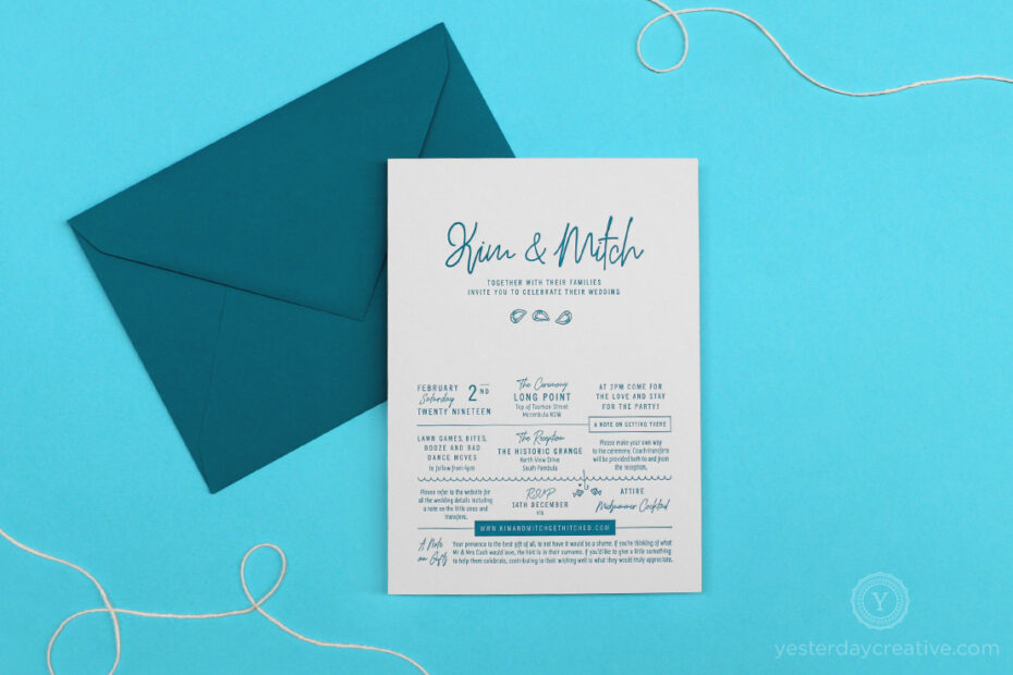 Yesterday-Creative-Letterpress-Coastal-Wedding-Invitations-Stationery-Details-Oysters-Pambula-The-Historic-Grange-Seafood-Script-Custom-Typeface-Turquoise-Envelope