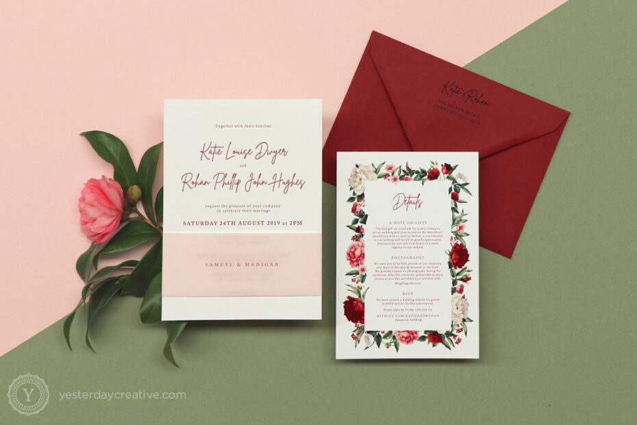 Yesterday Creative Letterpress Digital Print Wedding Brisbane Racing Club Florals Traditional